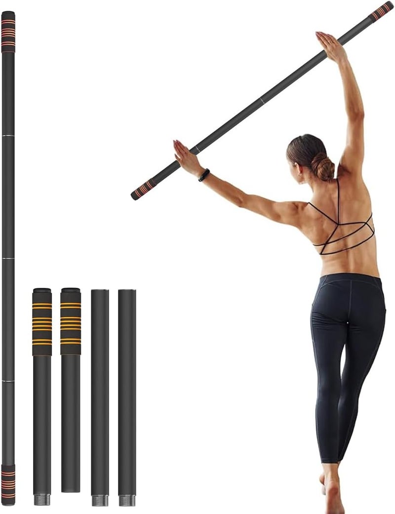 Queension 5ft Yoga Stick – Heavy-Duty Steel Adjustable Stretching Bar for Mobility, Flexibility & Balance. Multi-Functional Fitness Pole with 4 Steel Rods & Comfort Foam Grips - Image 1